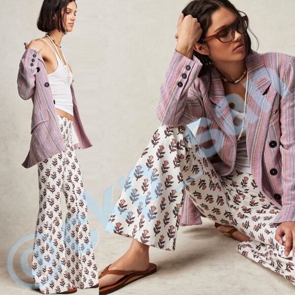 Free People Penny Pull-On Printed Flare Jeans Sz 28 - Picture 3 of 16